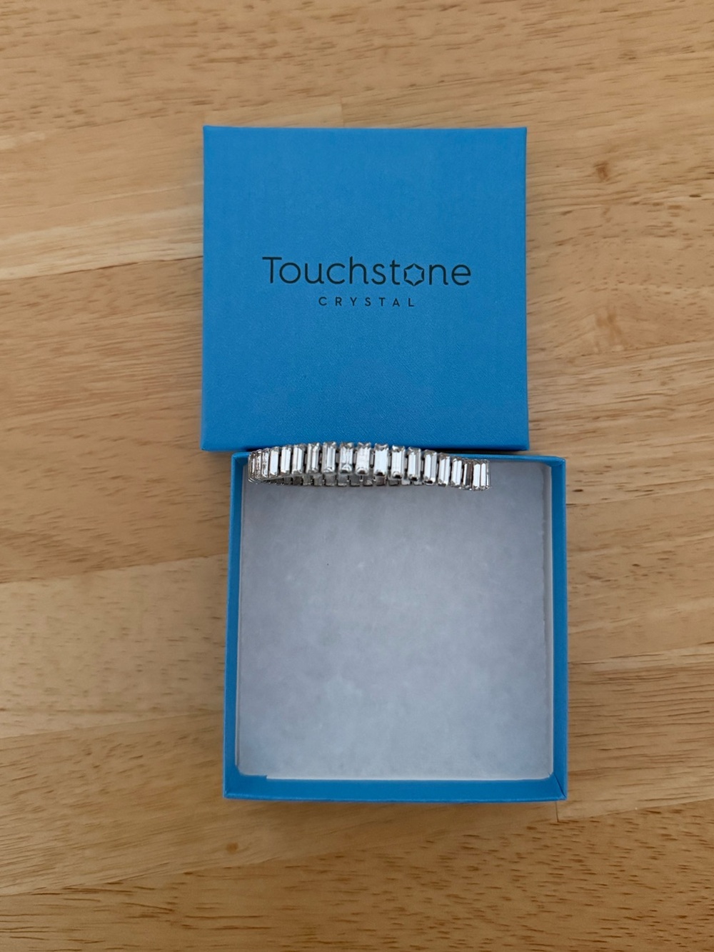 Touchstone Crystal Silver Baguette Stretch Luxe Bracelet